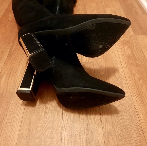 SOLD Bamboo Over The Knee Boots, Gold Lined Heel - Picture 9 of 16